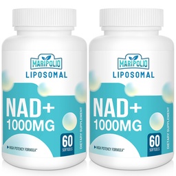 Supplément NAD+ liposomale 1000 mg de NAD le plus élevé Pontecy de NAD Max Absorption de NAD pur Supplément d'énergie et d'ADN, Vieillissement Défense, Cerveau Fonction de 120 Softgels
