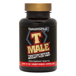 NaturesPlus T Homme - 60 Capsules végétariennes - Promotion du gain musculaire et de l'endurance, Enhancer d'humeur - Sans gluten - 30 portions totales