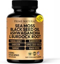 PRIME NATURAL Sea Moss 3000mg Black Seed Oil 2000mg Ashwagandha 1000mg Turmeric 1000mg Bladderwrack 1000mg Burdock 1000mg Manuka Honey Dandelion CVC - 120 capsules