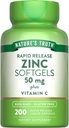 Nature's Truth Zinc 50mg Supplement | with Vitamin C | 200 Liquid Softgels | Non-GMO & Gluten Free