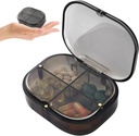 Organisateur quotidien de pilules, 4 compartiments Portable Pill Box avec l'humidité-Proof Design, organisateur de médecine mignon pour tenir la vitamine, huile de poisson, suppléments et médicaments