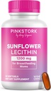 Pink Stork Sunflower Lecithin Supplement - 1200 mg for Clogged Milk Ducts - Breastfeeding Essentials for Postpartum Moms - Supports Breast Milk Flow - 60 Softgels