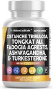 Nettoyer Nutra Cistanche Tribulosa Fadogia Agrestis Tongkat Ali Turkestérone Pills Ashwagandha Capsules Supplément pour hommes - 60 Compte