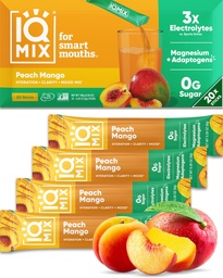 Poudre d'électrolyte d'hydratation IQMIX – Formule 4-en-1 pour l'hydratation, la clarté mentale, l'humeur et la récupération – Mélange de boissons sans sucre, kéto, thréonate de magnésium L, Mangue de lion – 20 Mango de Peach Comte