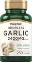Piping Rock odorless supplément d'ail 2400mg.250 Softgels.Extrait d'herbe à haute puissance.