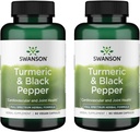 Swanson Premium- Turmeric & Black Pepper - Antioxidant, Digestion & Joint Support - 90 Veg Caps (2 Pack)