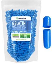 XPRS Nutra Taille 0 Capsules vides - Capsules de gélatine vides - Remplissage de 1000 comprimés de bricolage - Capsules de gel de pilule de viande bovine pure pour les suppléments Do-It-Youlf (Blue)