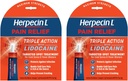 Herpecin-L Pain Relief Triple Action with Lidocaine Cold Sore and Fever Blister Treatment, 0.15 oz (2 Pack)
