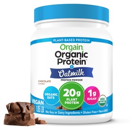 Poudre de protéines végétales organiques d'orgaine + lait d'avoine, chocolat - 20g Protéines végétales, sans gluten, sans ingrédients laitiers, soja ou lactose, faible teneur en sucre, non-OGM, casher, pour Shakes & Smoothies - 1,05lb
