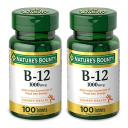 Nature's Bounty Natural Vitamin B12, 1000mcg, 100 Tablets (Pack of 2)