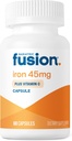 Supplément de fer fusion bariatrique 45mg avec vitamine C. 1 par jour. Vitamines pour les femmes et les hommes.