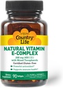 Country Life Vitamine E-Complex 400 UI – Tocophérols mélangés naturels – Antioxydants et immunosupport – favorise la santé de la peau et lutte contre le stress oxydatif – certifié sans gluten – 90 Softgels