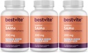 BESTVITE SAM-e 200mg Stabilisé (180 Capsules végétariennes) (3-Pack) - Ingrédient Premium d'Italie contenant plus de 75% (SS) SAM-e, le plus haut niveau actif disponible