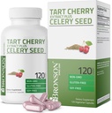 Bronson Tart Cherry Extract + Celery Seed Capsules - Powerful Uric Acid Cleanse, Joint Mobility Support & Muscle Recovery Supplément - Formule non OGM, 120 Capsules végétariennes
