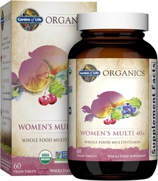 Jardin de la vie Organiques Vitamines pour les femmes 40+ - 60 Comprimés, Femmes Multi 40+, Vitamines végétaliennes pour les femmes de plus de 40 ans, Hormone & Breast Health Support Blend, Alimentation entière Femmes Multivitamine