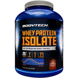 BODYTECH Whey Protéine en poudre isolante - Chocolat riche (5 Lb / 71 portions)