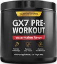Vitamin Bounty Gx7 Pre Workout Powder for Men – Pre workout for Women - Sugar Free Pre Workout Energy Booster Supplement with Beta-Alanine, Caffeine, Keto, 0g Net Carbs - Watermelon Flavor, 20 Serving