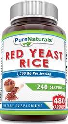 Pure Naturals Riz de levure rouge 1200 Mg par portion, supplément de capsules