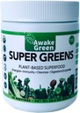 Réveillez-vous Green - Super Greens - Superfood Powder - Supplément végétal non OGM biologique de l'USDA - pour le soulagement de la digestion et du ballonnement - 20+ aliments entiers (spiruline, herbe de blé, orge), probiotiques, fibres et enzymes