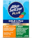 Alka-Seltzer Plus Power Max Cold & Flu Day+Night Medicine: Cough Suppressant, Cold and Flu Medicine Pour les adultes et les enfants de 12 ans et plus, 36 Compte, Emballage May Vary