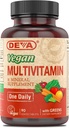 DEVA Multivitamine végétalienne et supplément minéral - Formule une fois par jour avec des verts - Vitamines A, C, D, E, B Complexe, Formulation haute puissance pour la santé quotidienne et le mieux-être- 90 comprimés enduits, 1-paquet