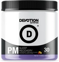 Devotion Nutrition PM Sleep Recovery | Stevia Sweetened | Improve Energy, Relax Mind, Support Mood, Enhance Metabolism | 30 Servings (Raspberry Lemonade)