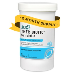 SFI Health Klaire Labs Ther-Biotique Synbiotique Prébiotiques et probiotiques pour les femmes et les hommes - Probiotique quotidien avec faible FODMAP Prébiotique - Gut, Imune, Respiratoire et Digestive Health Support (60 capsules)