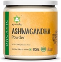 Poudre de racine d'Ashwagandha biologique de 5,29 oz Jar réutilisable de 100 % cru de l'Inde de Withania Somnifera - Poudre de supplément à base de plantes ayurvédiques