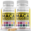 Supplément Fenugreek à la racine de Maca Ashwagandha avec Tongkat Ali Ginseng - Aide à l'humeur et à la santé thyroïde - Fabriqué aux États-Unis - 120 Compte