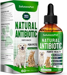 Dog Antibiotics Forte Health | Antibiotics for Cats | Herbal Supplement for All Breeds | for Easy Breathing | Digestion and Urination | Skin & Coat | Chicken Flavor | 2 Oz
