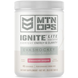 MTN OPS Ignite Lite Energy Drink Powder Gluten Free Nitric Oxide Complement Drink Mix, L Arginine, L Citrulline, Caféine et Nootropic Sugar Drink Mix, 45 portions, Fraise Daiquiri Flavor par Eva Shockey