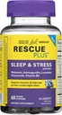 Bach Rescue Plus Soutien au sommeil et au stress Gummies, Supplément diététique de nuit avec 1mg de mélatonine, Ashwagandha, Camomille, Lavande et vitamine B6, 60 Gummies (paquet de 3)