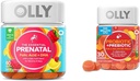 OLLY L'essentiel Prénatal Gummy Multivitamine, 30 jours d'approvisionnement (gummées), acide sucré, folique et probiotique + Gummy prébiotique, soutien digestif et santé des gummées, 500 millions d'UFC, fibre