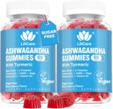Ashwagandha Gummies 2000mg pour les femmes hommes - sans sucre, végétalien - suppléments organiques d'extrait de racine Ashwagandha Gummy & Vitamine D3, B12 et curcuma, promouvoir la détente, mélange d'arôme de baie, 120 comte