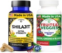 Lunakai USA Made Shilajit & Superfood Fruits & Veggies Supplement Bundle with Ashwagandha, Rhodiola, Cordyceps & 4 Blends for Energy & Wellness