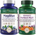 Ensemble de produits de pureté - MagBlue + Femmes Perfect Multi - MagBlue (Magnésium Bisglycinate + Vitamine D3 +Plus) - Femmes Perfect Multi - Soutient la santé urinaire, l'immunité, les ongles de peau de cheveux +Plus