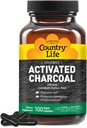 Country Life Capsules de charbon actif de coco, 260mg – Supplément de charbon naturel pour le gaz et le dégel - Sans gluten, 100 Capsules Vegan