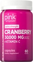 PINK Pilules de canneberge pour les femmes 60 Capsules de $ Plus de vitamine C de supplément sans OGM et sans gluten d'extrait de $