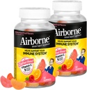 Airborne 750mg Vitamine C Supplément de soutien immunitaire Gommies pour adultes, Arôme de fruits assortis, Mélange sans gluten avec des antioxydants puissants Vitamines A C & E, 42 Gommies (2 Pack)