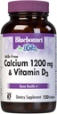 Bluebonnet Nutrition Calcium sans lait 1 200 mg Plus Vitamine D3 400 UI - Haute puissance, Absorption maximale Bons sains forts et supplément de soutien de santé immunitaire, sans gluten, sans lait, 120 softgels