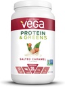 Vega Protein and Greens, Salted Caramel, Vegan Protein Powder, 20g Plant Based Protein, Low Carb, Keto, Dairy Free, Gluten Free, Non GMO, Pea Protein for Women and Men, 1.7 Pounds (25 Servings)
