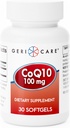 GeriCare CoQ10 100mg Softgels - supplément haute absorption Co Q 10 - Coenzyme facile à avaler Q10 pour les hommes, les femmes et les personnes âgées - 1 mois d'approvisionnement, 30 comtes - voyage amical