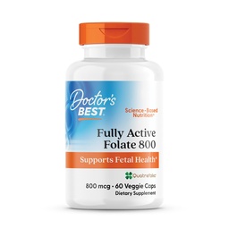 Les médecins Meilleur Folate entièrement actif 800 avec quatrefolic, soutient la santé foetale, non-OGM, sans gluten, végan 60 capsules de légumes