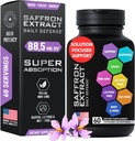 Suppléments optimisés de safran - 88,5 mg Extrait pur de safran pour le soutien de l'humeur, focus, énergie - Plus Crocin, Crocetin, Kaempferol - Sans gluten, sans OGM - 1 jour 60 capsules