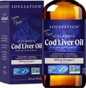 Icelandic Cod Liver Oil Liquid, Lemon (16oz) - Vitamins A & D, EPA & DHA - Helps Vision, Skin Membranes & Immune Function - MSC Certified, Non-GMO