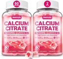 Citrate de calcium Gummies 1200 mg pour les adultes: Absorption Ultime Supplément de calcium pour les femmes et les hommes - Facile à digérer, végétalien, non-OGM, sans gluten - Fraise naturelle
