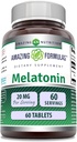 Amazing Formulas Melatonin Supplement | 20 Mg Per Serving | Tablets | Non-GMO | Gluten-Free | Made in USA (1 Pack, 60 Count)