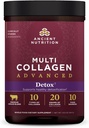 Ancient Nutrition Advanced Multi Collagen Protein Powder Cleanse & Detox, Sans saveur, 36 portions