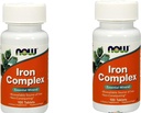 2 Bottles of NOW Foods IRON COMPLEX 100 Tabs
