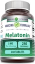 Amazing Formulas Melatonin Supplement | 3 Mg Per Serving | 240 Tablets | Non-GMO | Gluten-Free | Made in USA